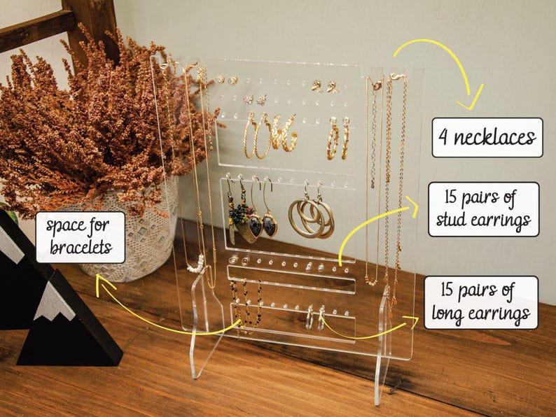 Jewellery Stand | Necklaces and earrings organizer | Clear Acrylic earring organizer | Jewelry Display | Bracelet organizer alionlinestore.pk