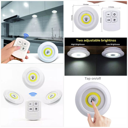 Tap LED Light With Remote Control (Pack of 3 Lights) alionlinestore.pk