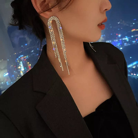 Fashion Long Tassel Crystal Drop Earrings for Women alionlinestore.pk