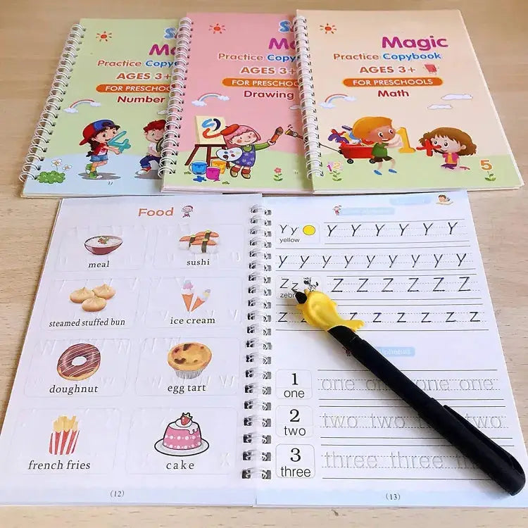 Pack of 4  Magic Learning Book with Magic Pen & 5 refills - Alionlinestore.pk