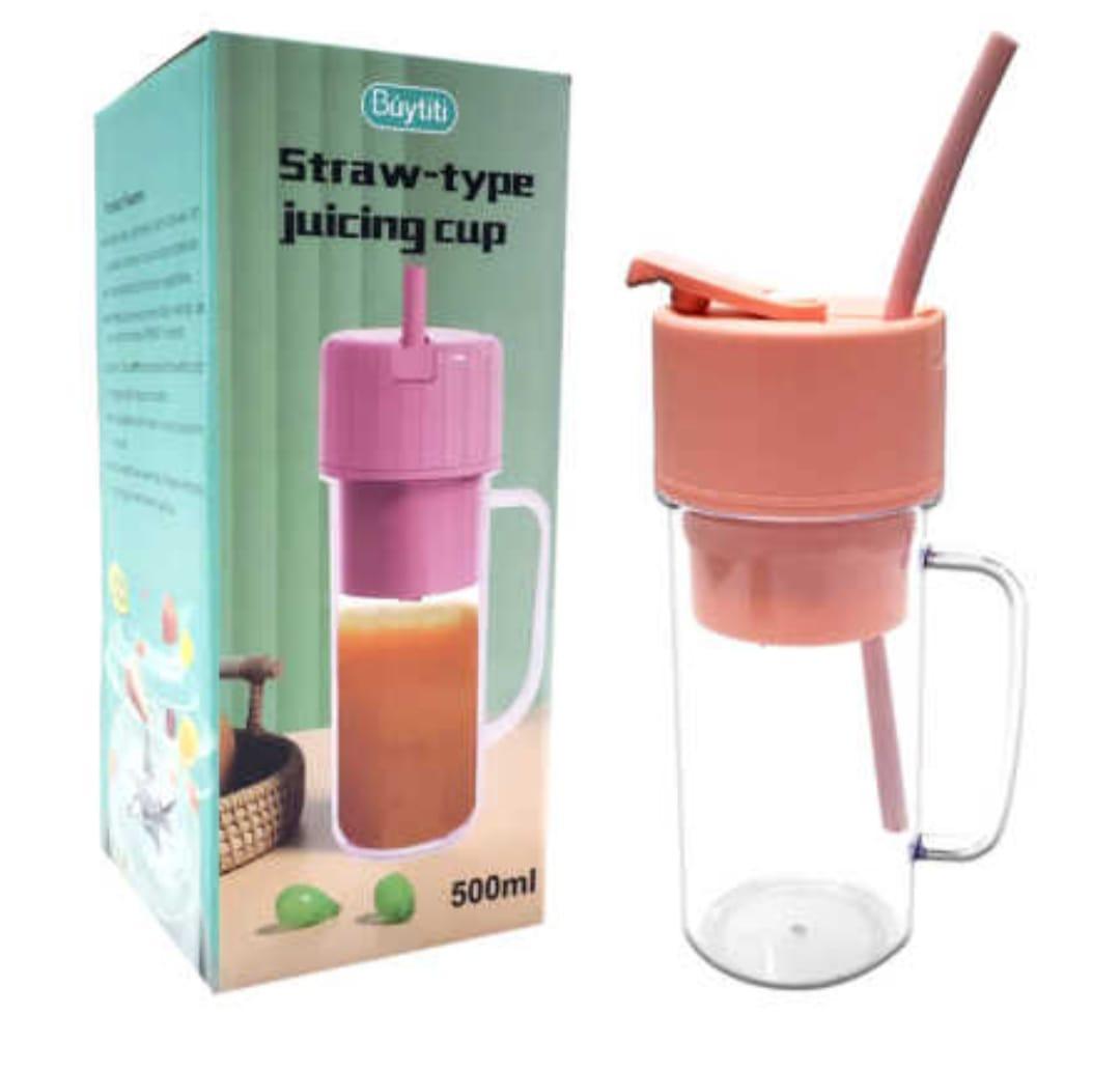 Portable Fruit Juicer With Straw - 6 Blade Rechargeable Blender Juicer With Full Cup 500ML ALI ONLINE STORE
