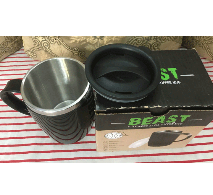 Stainless Steel Coffee Mug With Air Tight Lid 400ml | Mug With Lid And Handle alionlinestore.pk