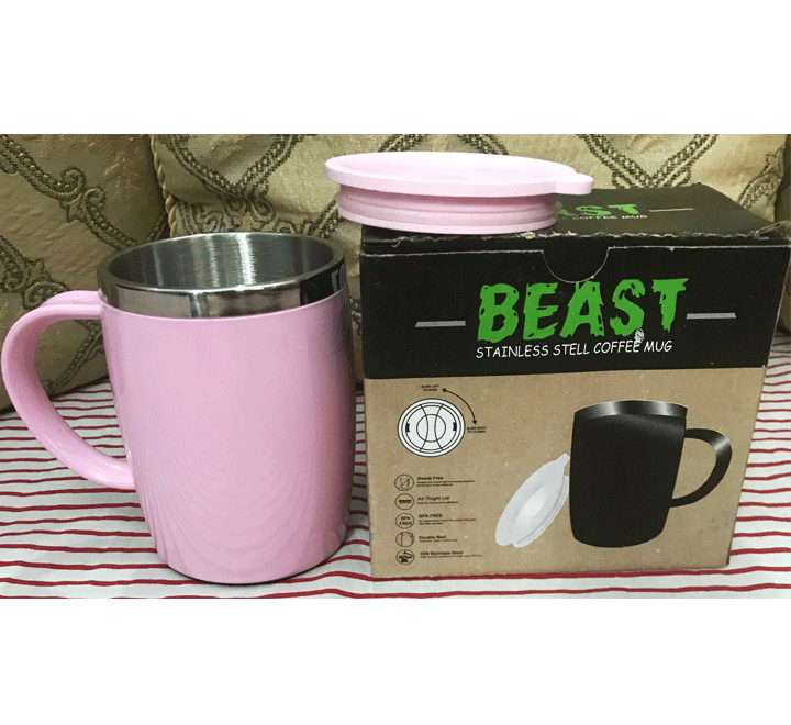 Stainless Steel Coffee Mug With Air Tight Lid 400ml | Mug With Lid And Handle alionlinestore.pk